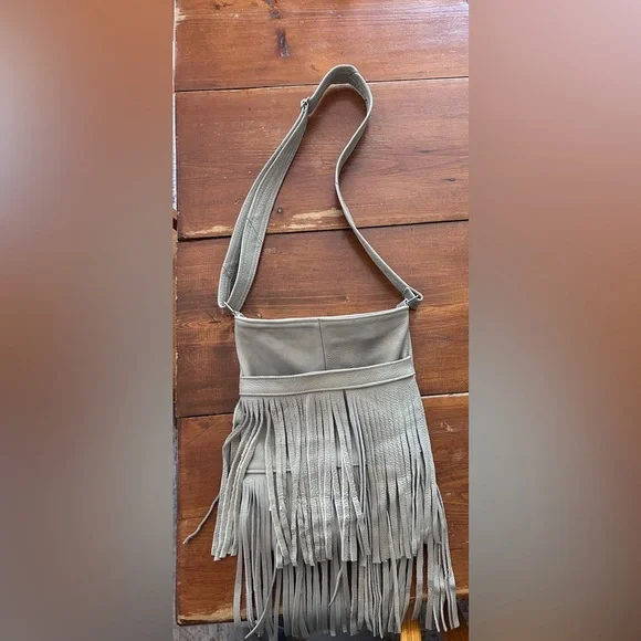 Fringe Shoulder Bag in Gray - Picture 1 of 5